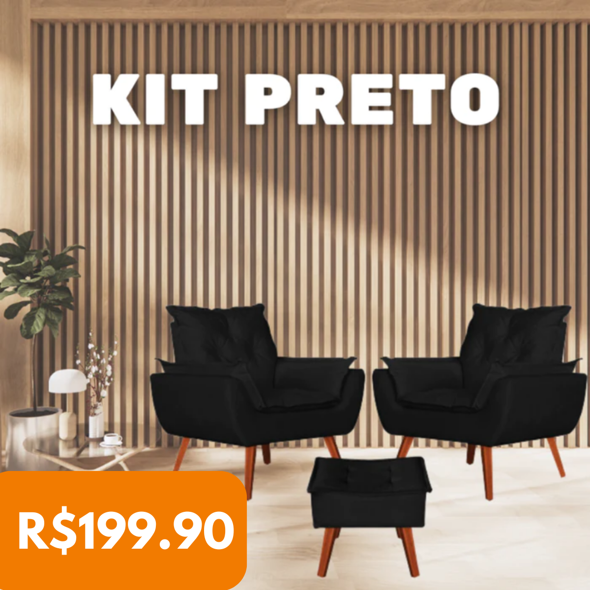 Kit Ágatha - Poltronas + Puff | Elegância para a sua Casa